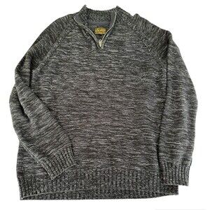 Lucky Brand 1/4 Zip Cable Mock Neck Mens Blue Black Sweater Jumper Xl 7md5286